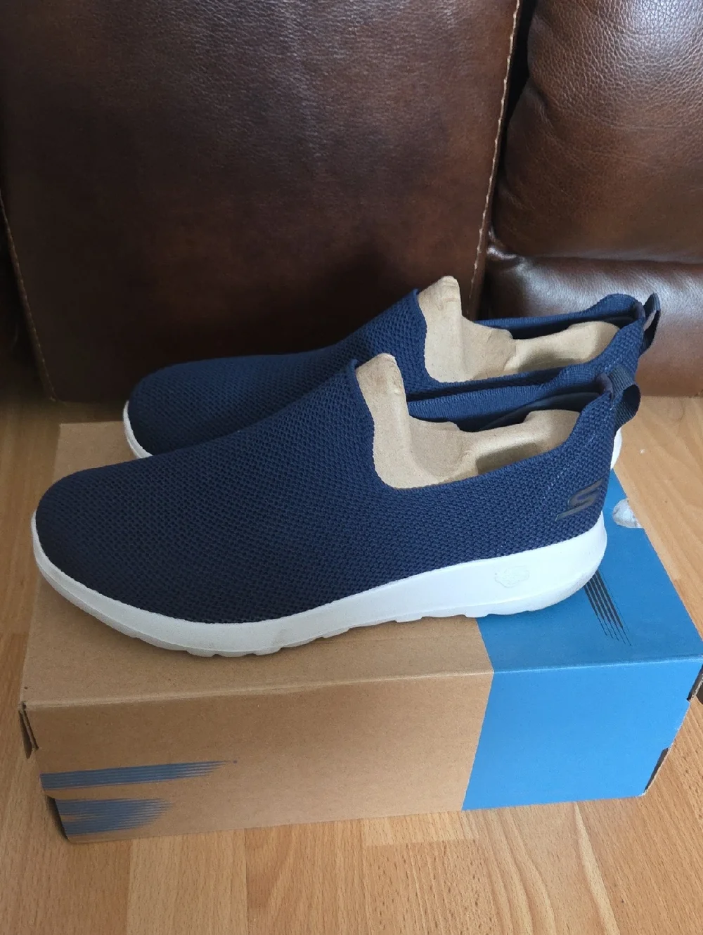 Skechers Men's Navy Slip-On Mesh Athletic Sneakers Go Walk Max Ortholite 9.5